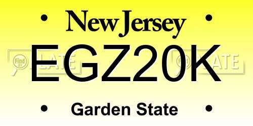 EGZ20K New Jersey License Plate