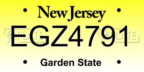EGZ4791 New Jersey License Plate