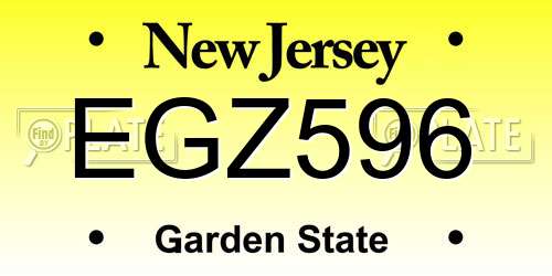 EGZ596 New Jersey License Plate