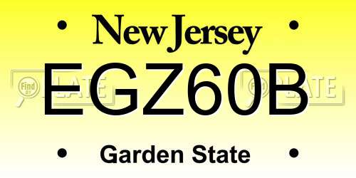 EGZ60B New Jersey License Plate