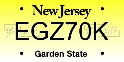 EGZ70K New Jersey License Plate