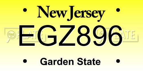 EGZ896 New Jersey License Plate