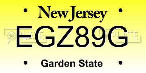 EGZ89G New Jersey License Plate