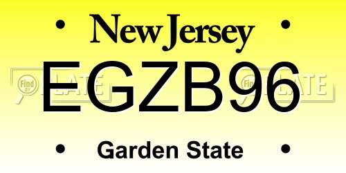 EGZB96 New Jersey License Plate