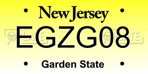 EGZG08 New Jersey License Plate