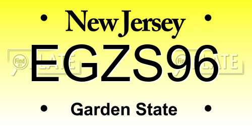 EGZS96 New Jersey License Plate