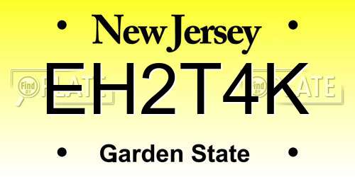 EH2T4K New Jersey License Plate