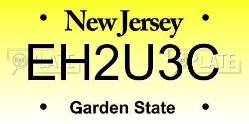 EH2U3C New Jersey License Plate