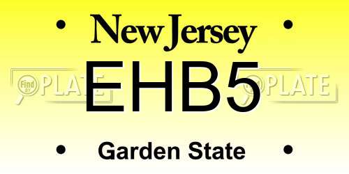 EHB5 New Jersey License Plate