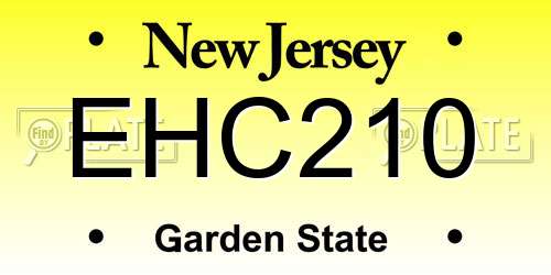 EHC210 New Jersey License Plate