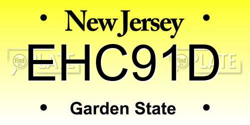 EHC91D New Jersey License Plate