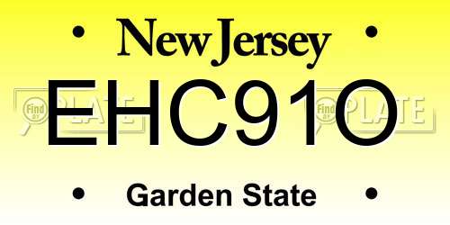 EHC91O New Jersey License Plate