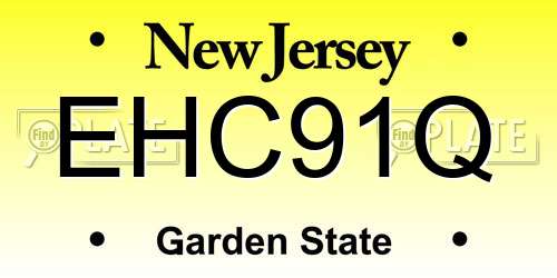 EHC91Q New Jersey License Plate