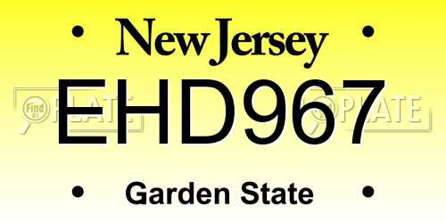 EHD967 New Jersey License Plate