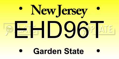 EHD96T New Jersey License Plate