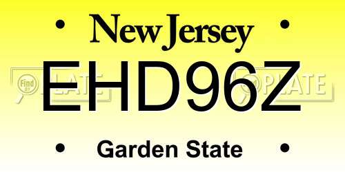 EHD96Z New Jersey License Plate