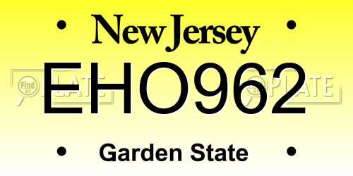 EHO962 New Jersey License Plate