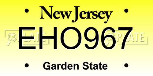 EHO967 New Jersey License Plate