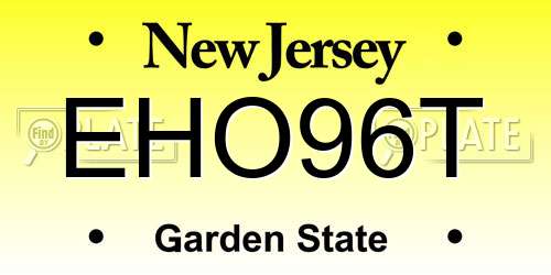 EHO96T New Jersey License Plate