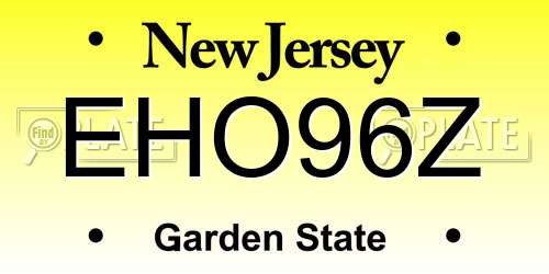 EHO96Z New Jersey License Plate