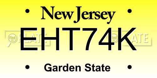 EHT74K New Jersey License Plate