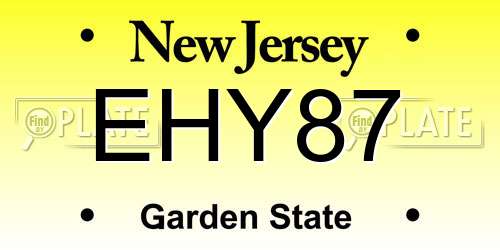 EHY87 New Jersey License Plate