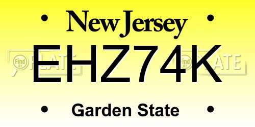 EHZ74K New Jersey License Plate