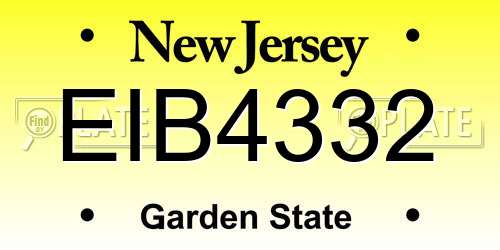 EIB4332 New Jersey License Plate