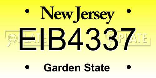 EIB4337 New Jersey License Plate