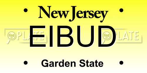 EIBUD New Jersey License Plate