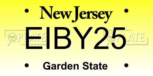 EIBY25 New Jersey License Plate