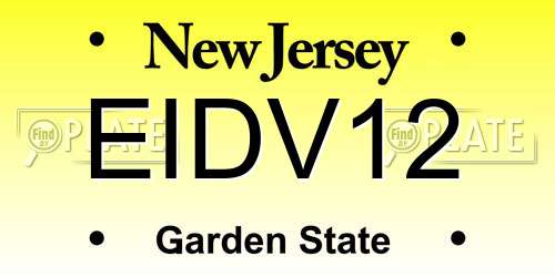 EIDV12 New Jersey License Plate