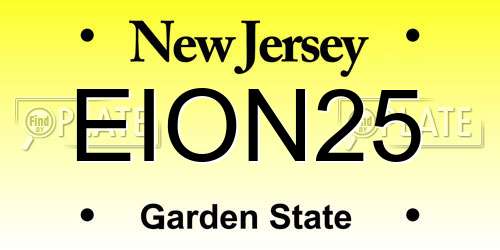 EION25 New Jersey License Plate