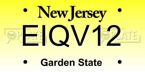 EIQV12 New Jersey License Plate