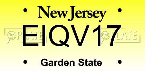 EIQV17 New Jersey License Plate