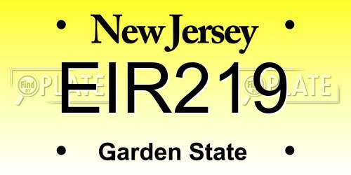 EIR219 New Jersey License Plate