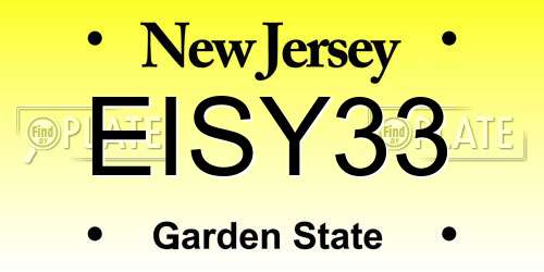 EISY33 New Jersey License Plate