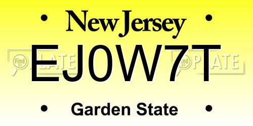 EJ0W7T New Jersey License Plate