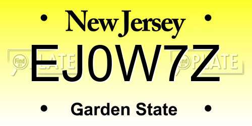 EJ0W7Z New Jersey License Plate
