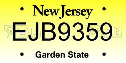 EJB9359 New Jersey License Plate