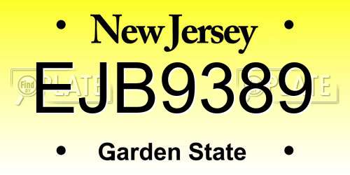EJB9389 New Jersey License Plate