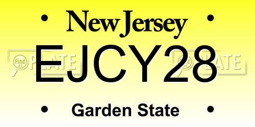 EJCY28 New Jersey License Plate
