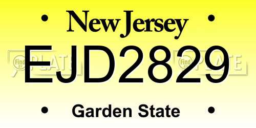 EJD2829 New Jersey License Plate
