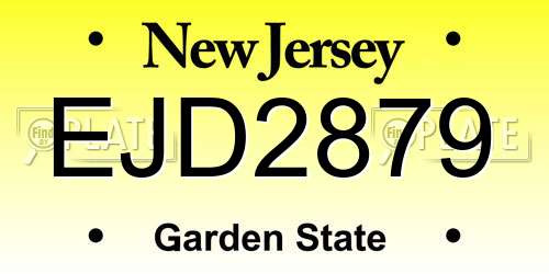 EJD2879 New Jersey License Plate