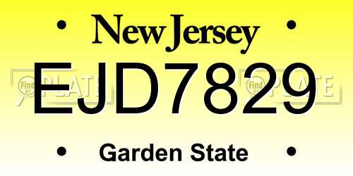 EJD7829 New Jersey License Plate