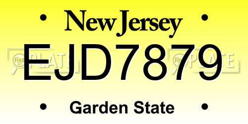 EJD7879 New Jersey License Plate