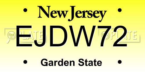EJDW72 New Jersey License Plate