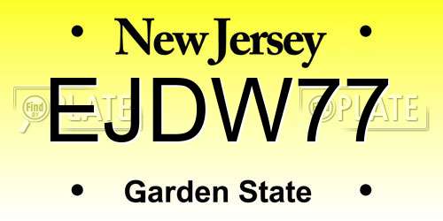 EJDW77 New Jersey License Plate
