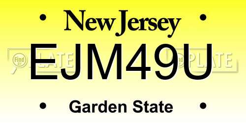 EJM49U New Jersey License Plate