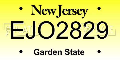 EJO2829 New Jersey License Plate